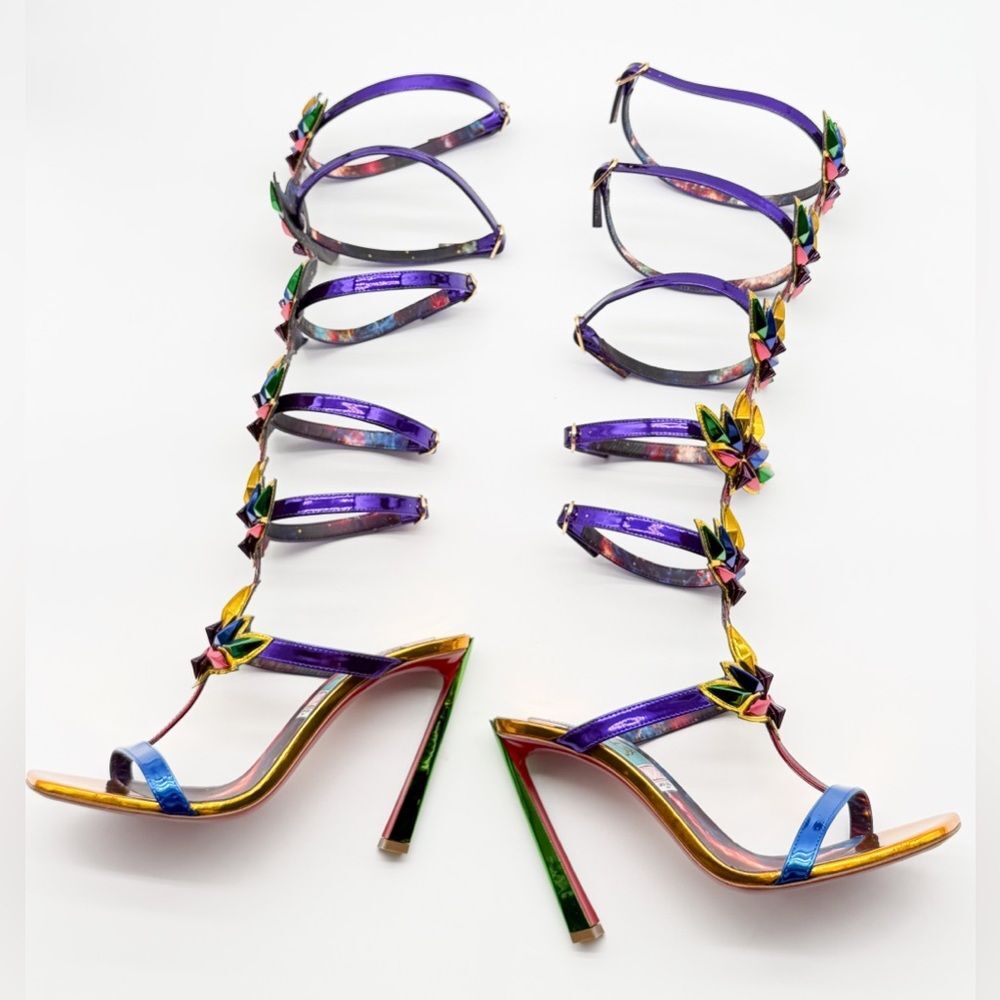 Christian Louboutin Marvel Sea Warrior Gladiator Knee High Sandal Metallic EU 39 - Picture 9 of 15